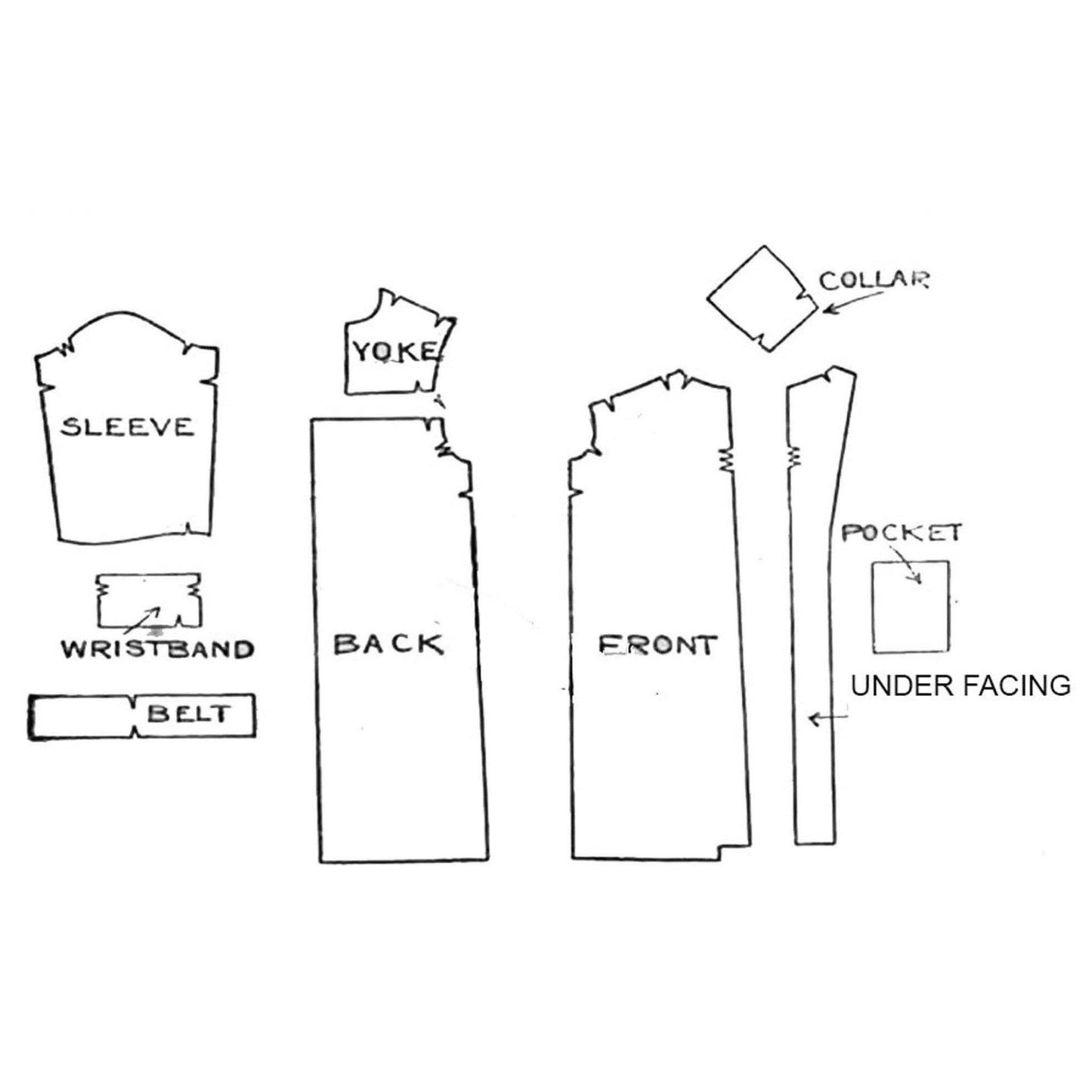 1930 年代パターン、男性トレンチ コート - 胸囲 36 インチ (91.4 cm)