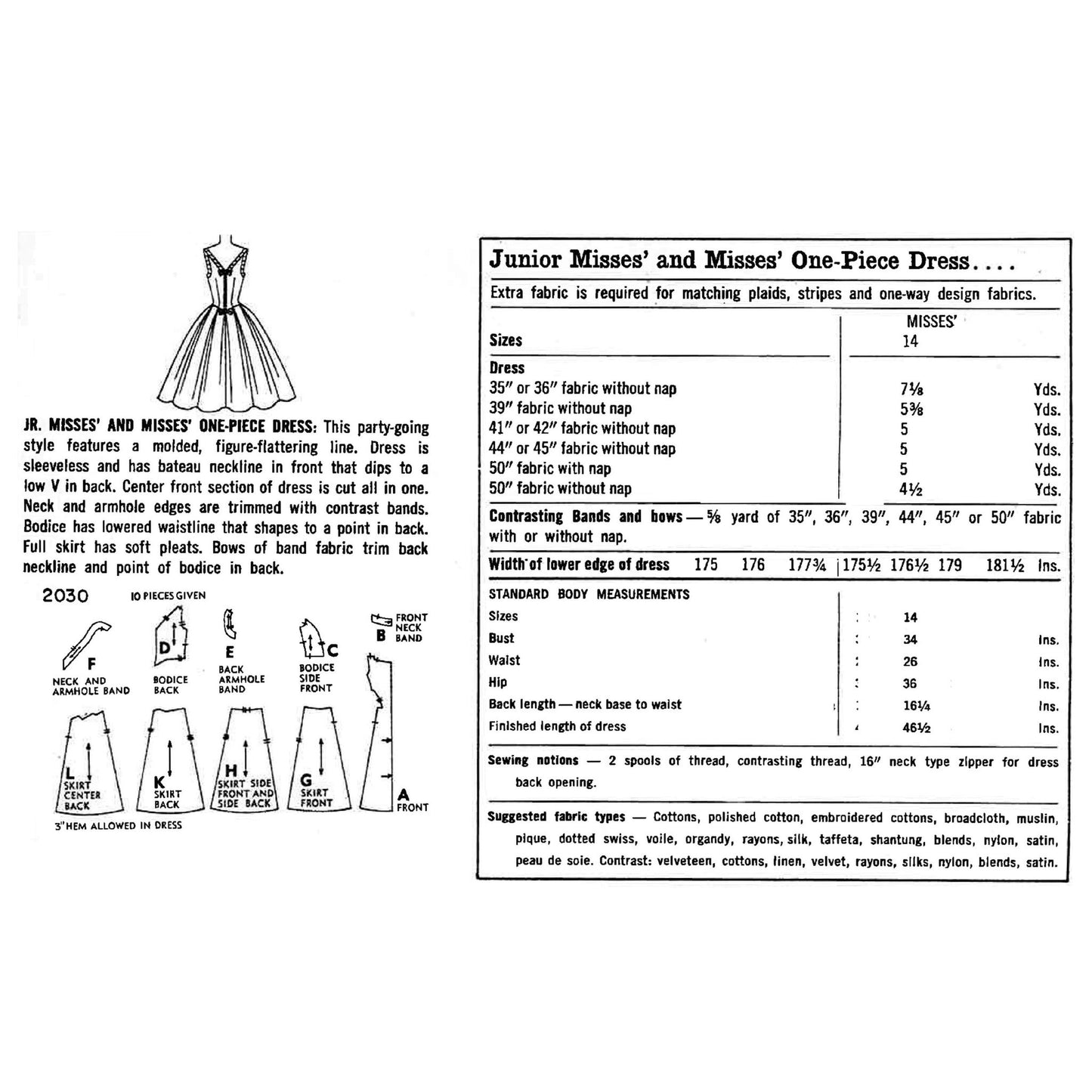 Back of pattern Simplicity 2030
