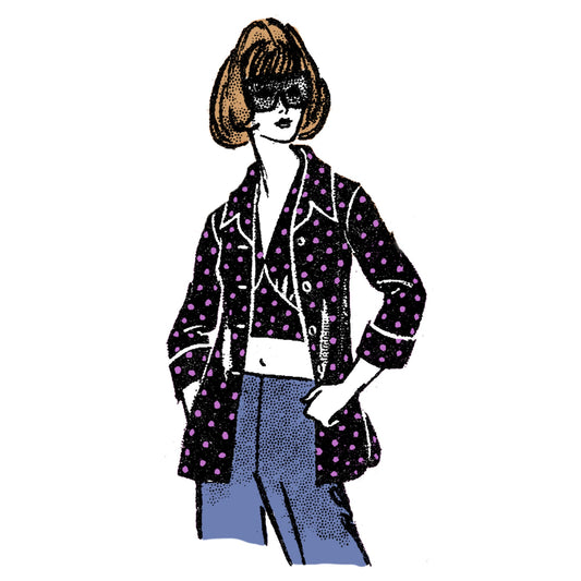 Model wearing 1960s halter and jacket made from Marian Martin 9134 pattern