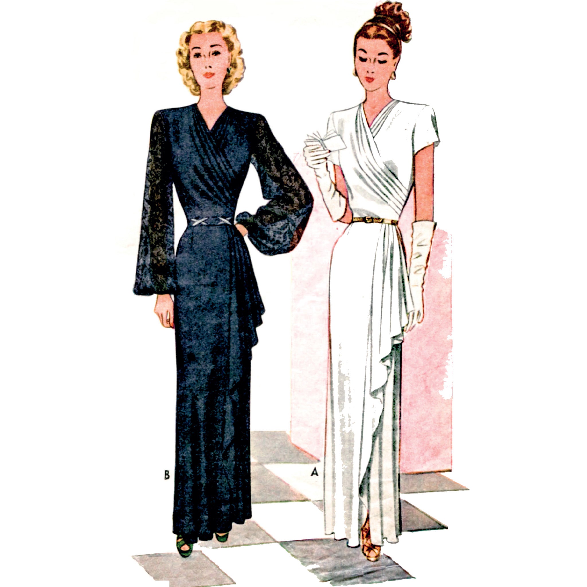 1940s Sewing Pattern, Wrap & Draped Evening Dress 1940s Sewing Pattern, Wrap & Draped Evening Dress