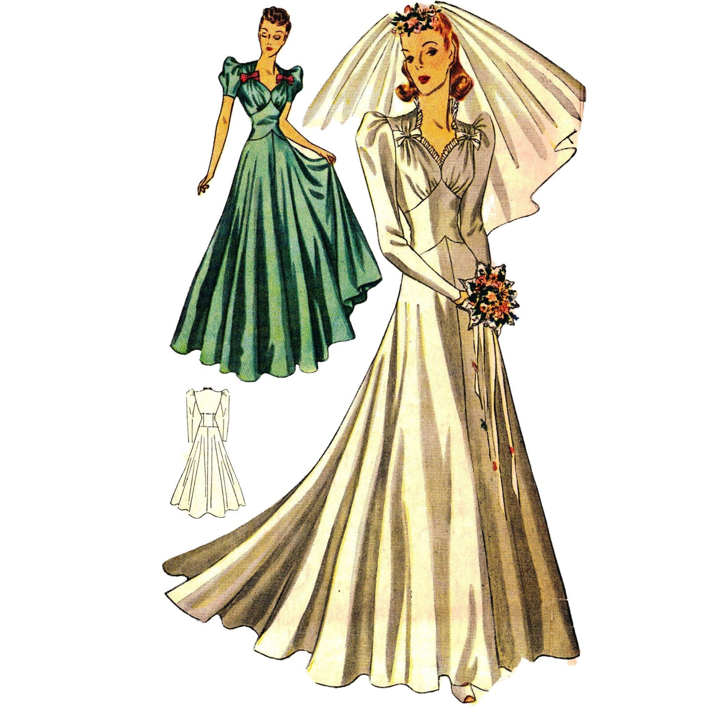 Model wearing bridal or evening gown made from Simplicity 3115 pattern
