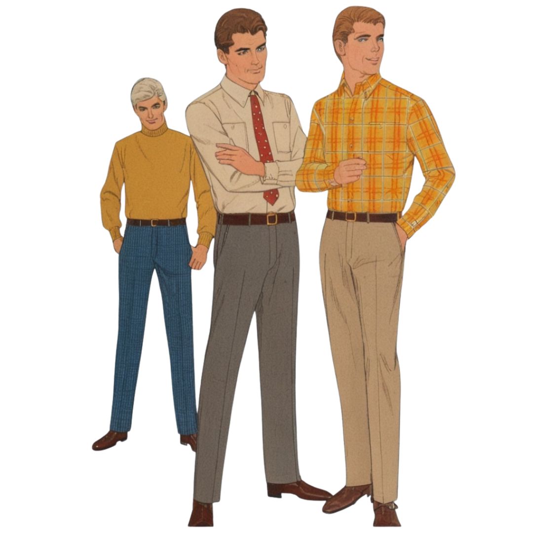 Patrón de los años 60, Hombres Camisa Conjunto de Pantalones Hipster
