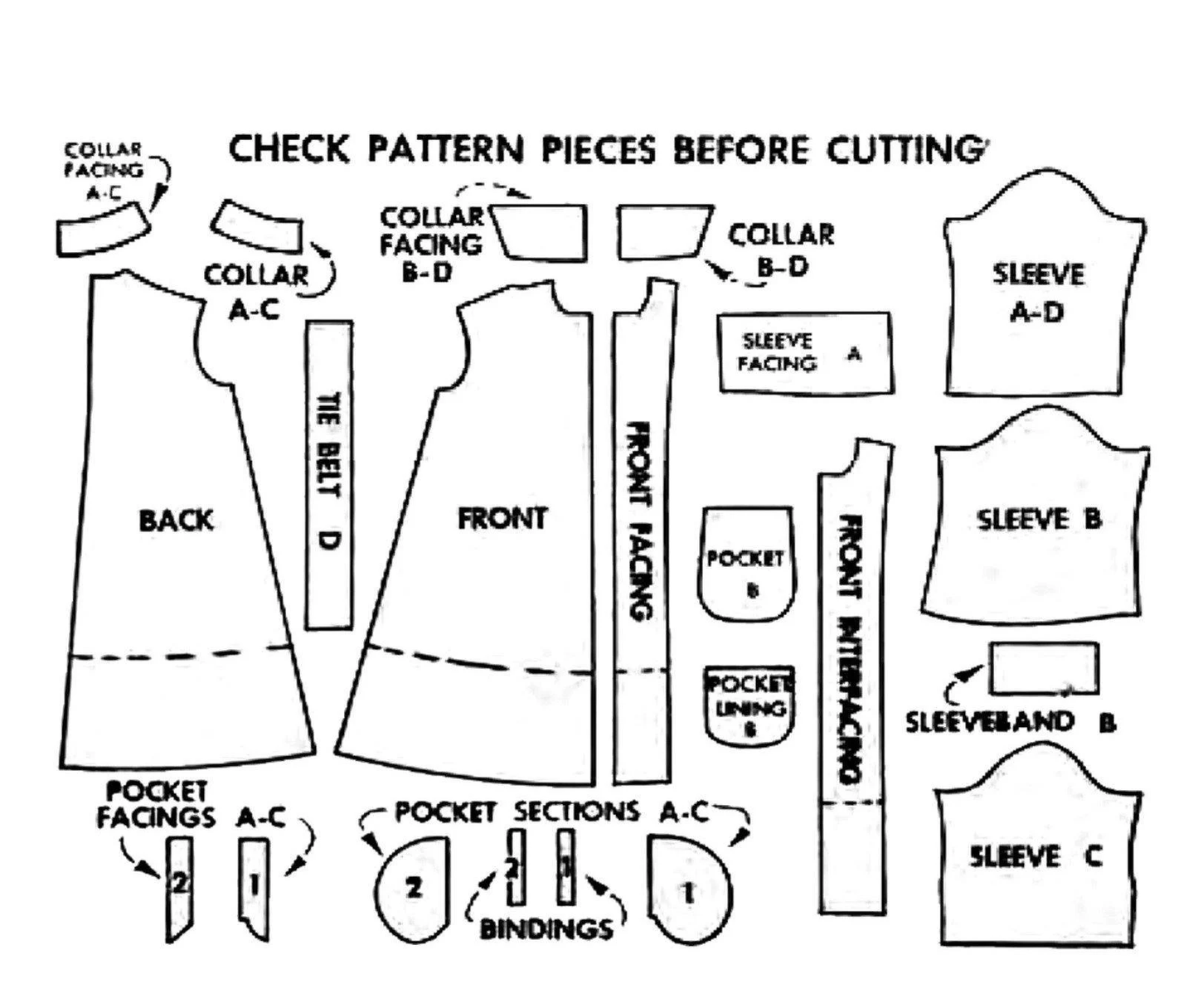 Jaren '50 Naaipatroon , omkeerbare Vrouwen & loungejas - buste 32" (81,3 cm)