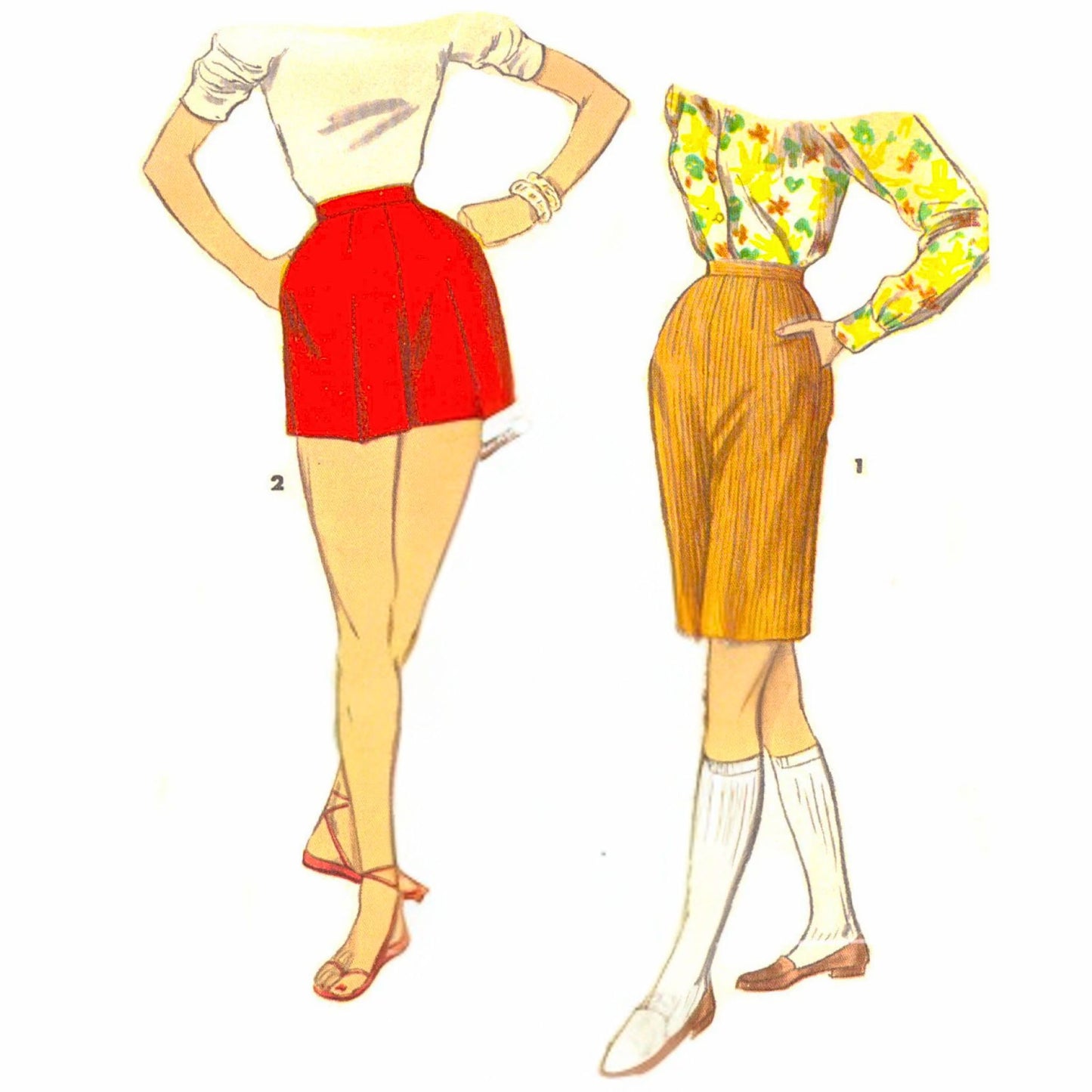 Model wearing one-piece playsuit and shorts in two lengths made from Simplicity 1173 pattern