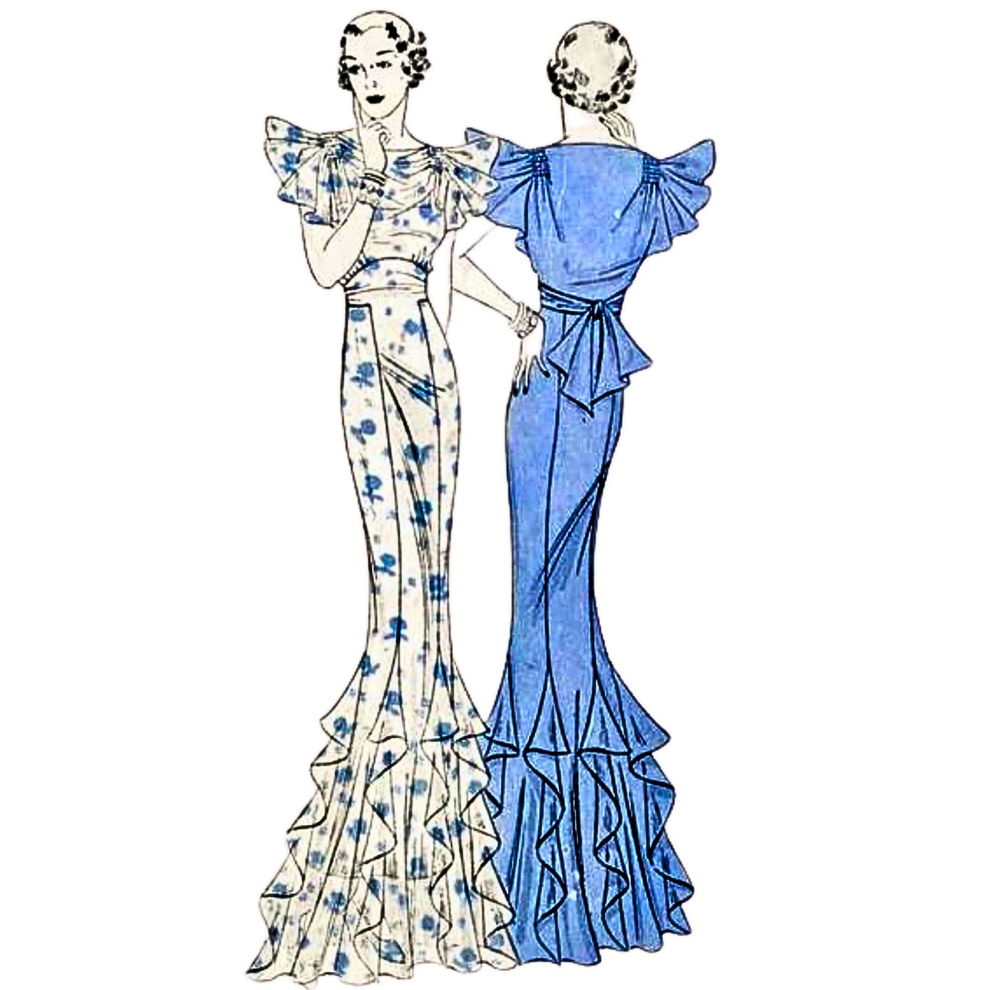 Model wearing dress made from Dubarry 901B pattern