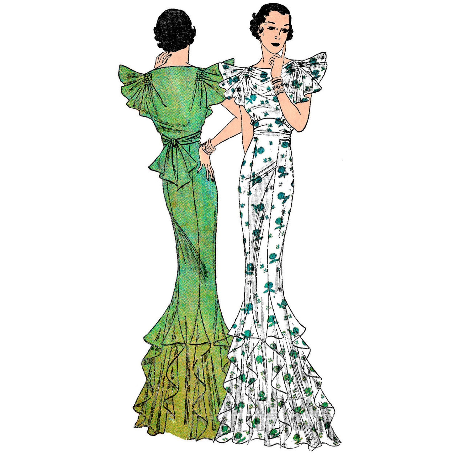 Model wearing dress made from Dubarry 901B pattern