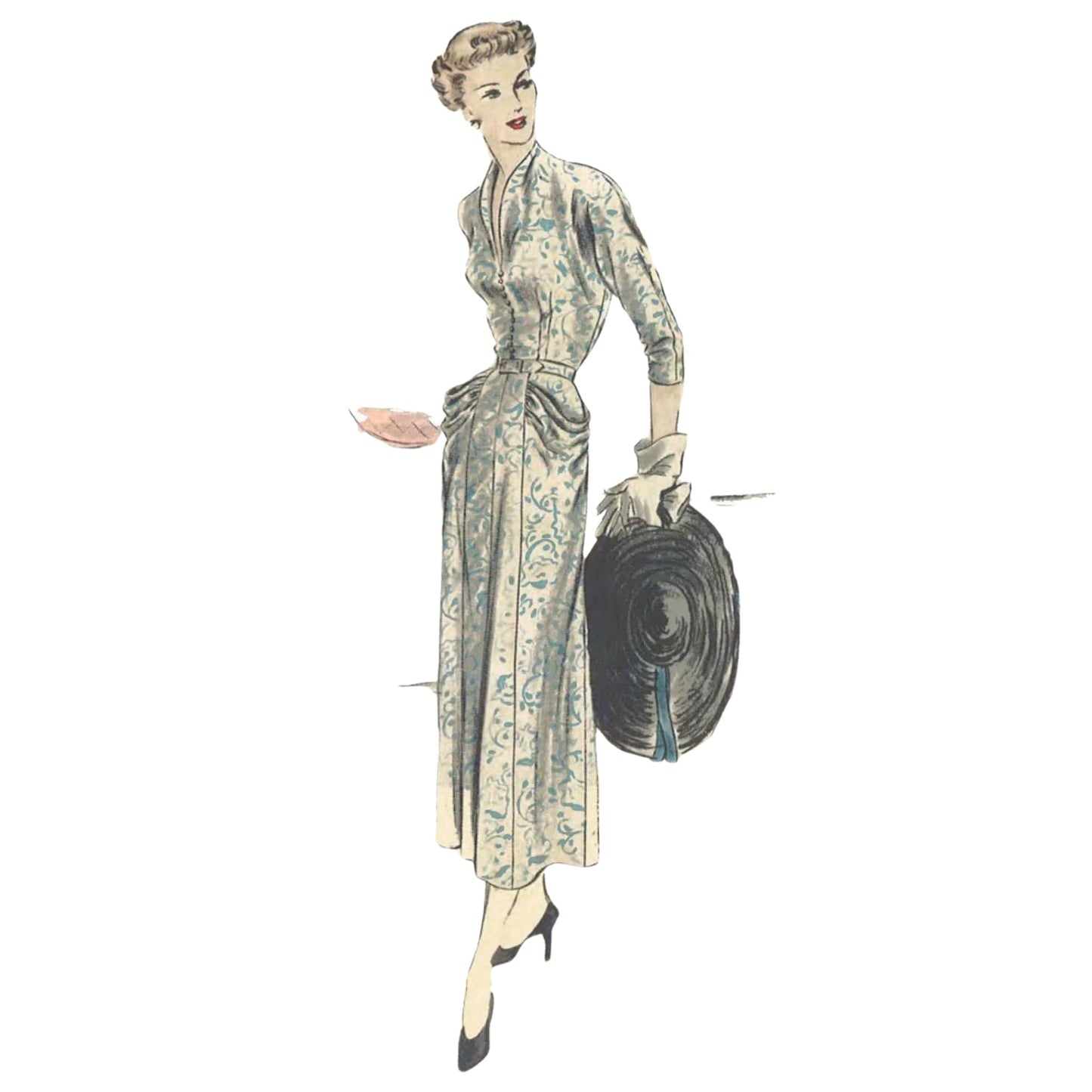 Women wearing 1940s dress made from Vogue 4963 sewing pattern