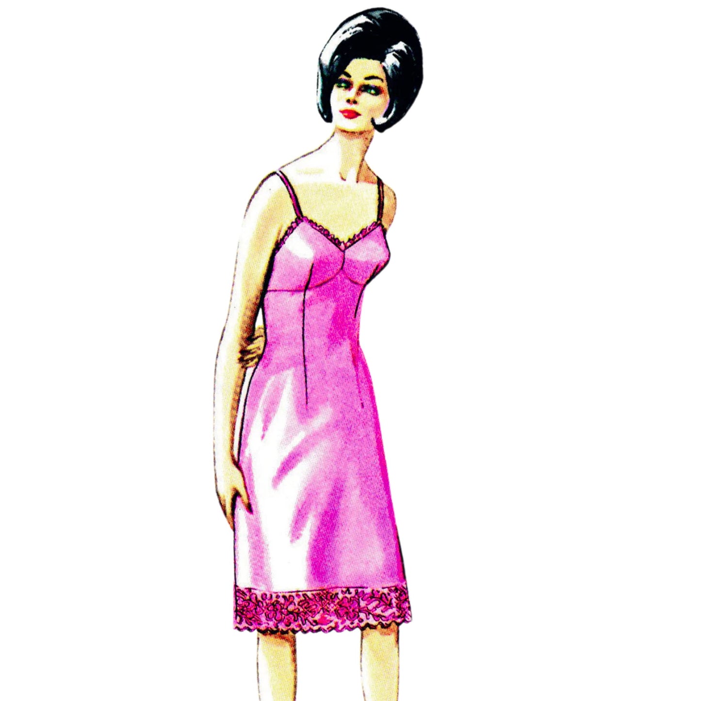 Vintage sewing pattern featuring a pink petticoat.