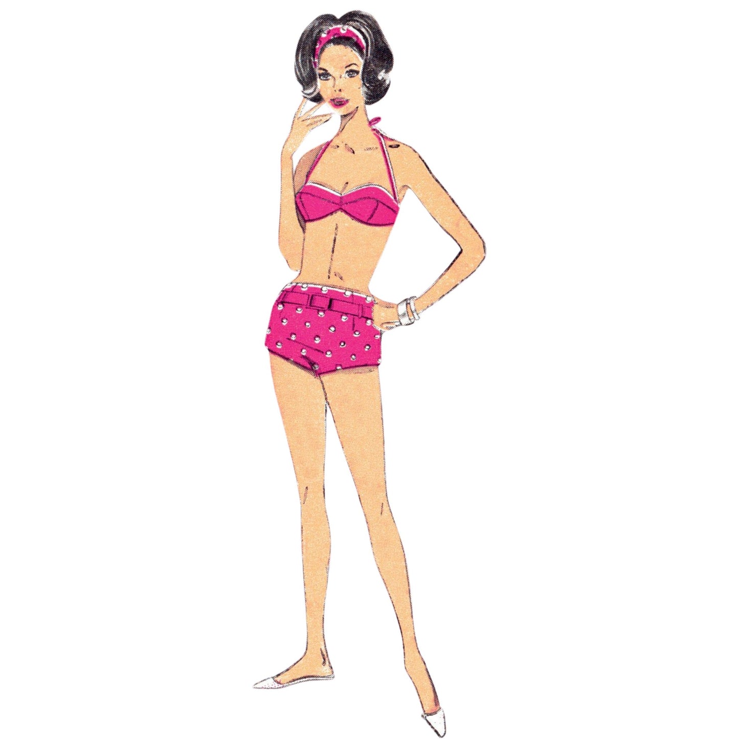 Model wearing Shorts, Bra and Bikini made from Weldons 8291 pattern