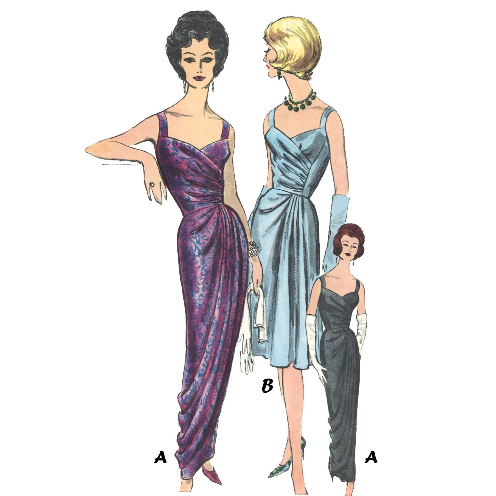 1930s 30s Evening Dress Gown Vintage Sewing Pattern PICK YOUR SIZE