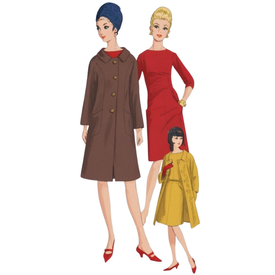 1960s Pattern, Women's 'A Line' Dress Coat Bust 36