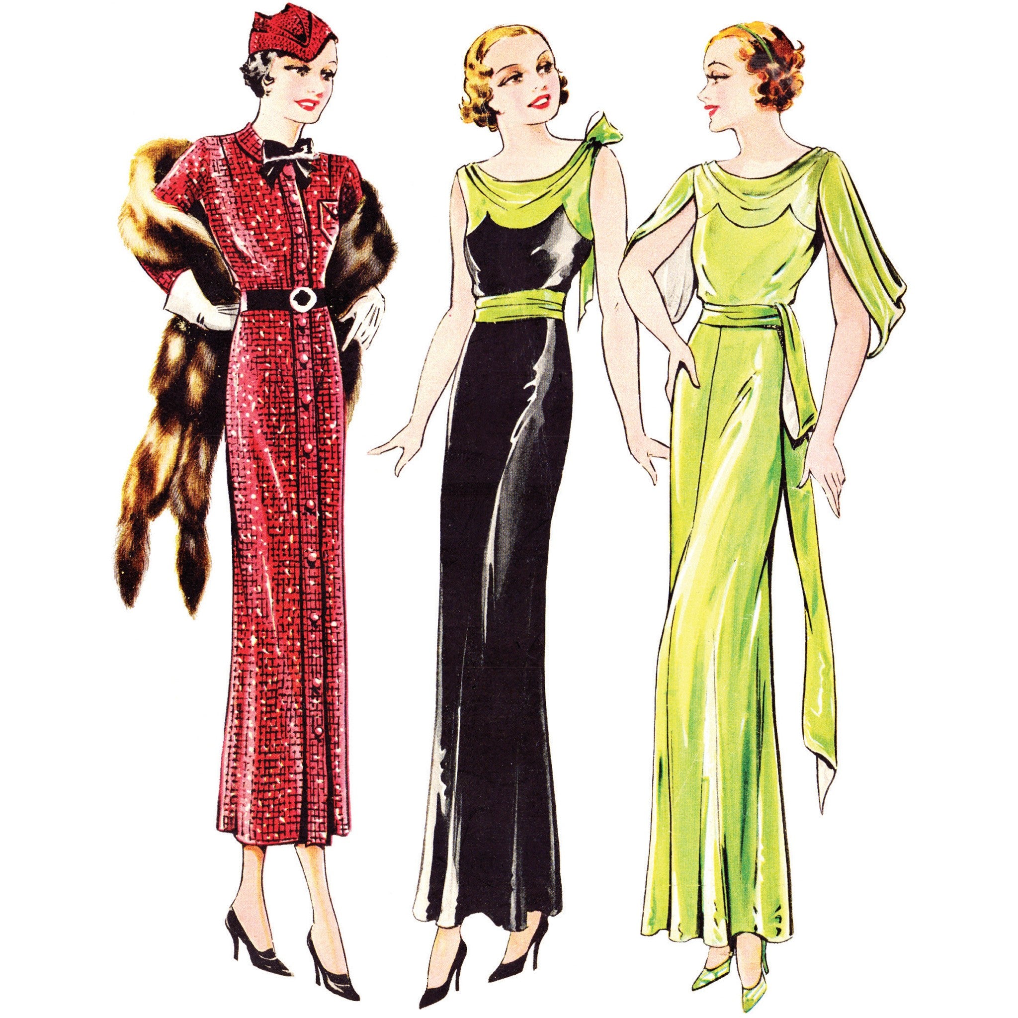 Evening Dress Sewing Pattern, Simplicity 1726, Art Deco Gown, 1930s, selling Bust 36