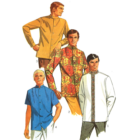 Men wearing 1960s Pattern, Men's Nehru Jacket
