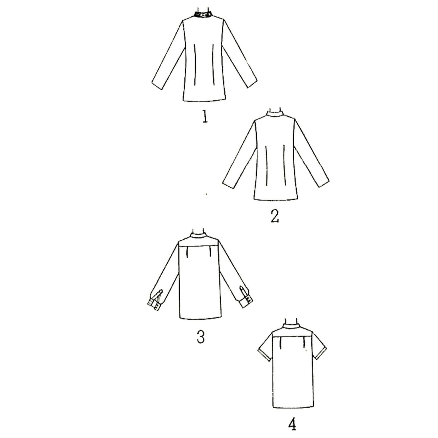 PDF - 1960s Pattern, Men's Nehru Jacket - Multi sizes 0 lined back drawings