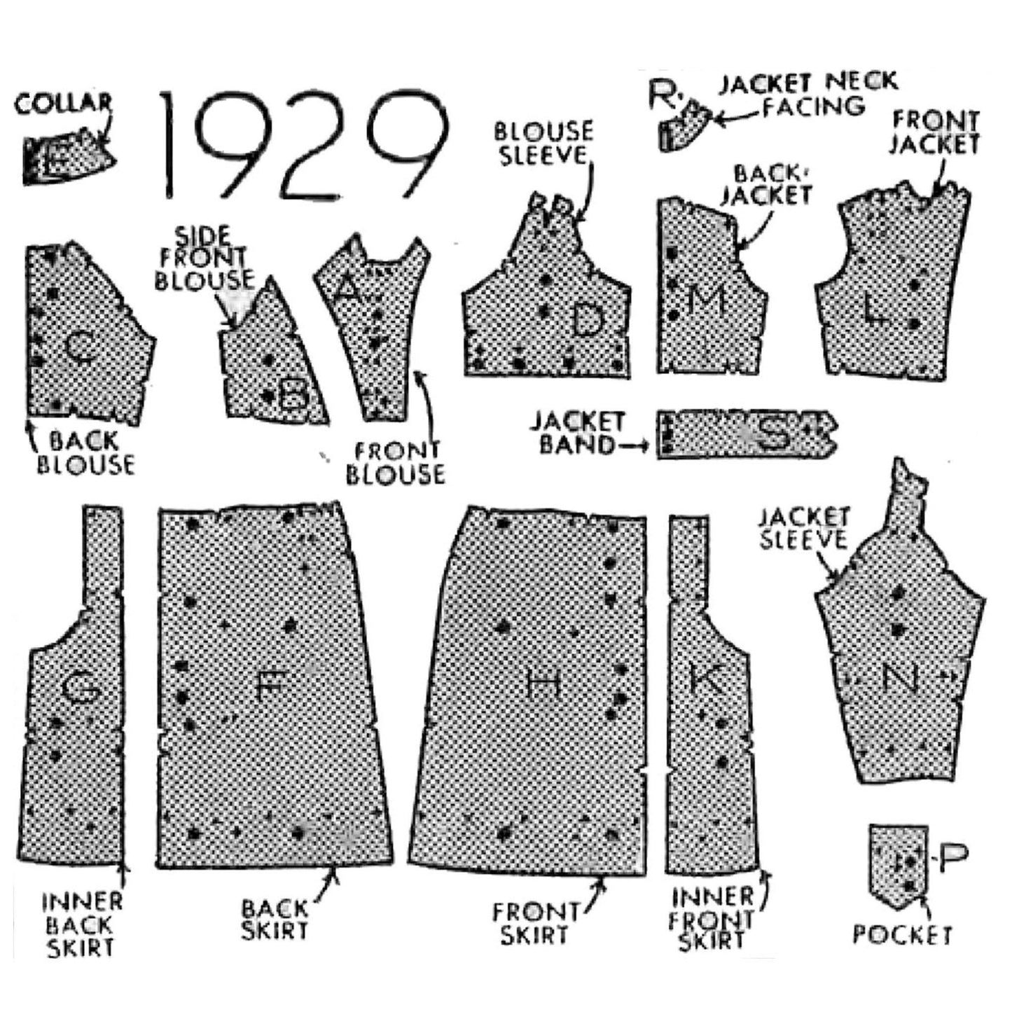 Pattern piece illustrations