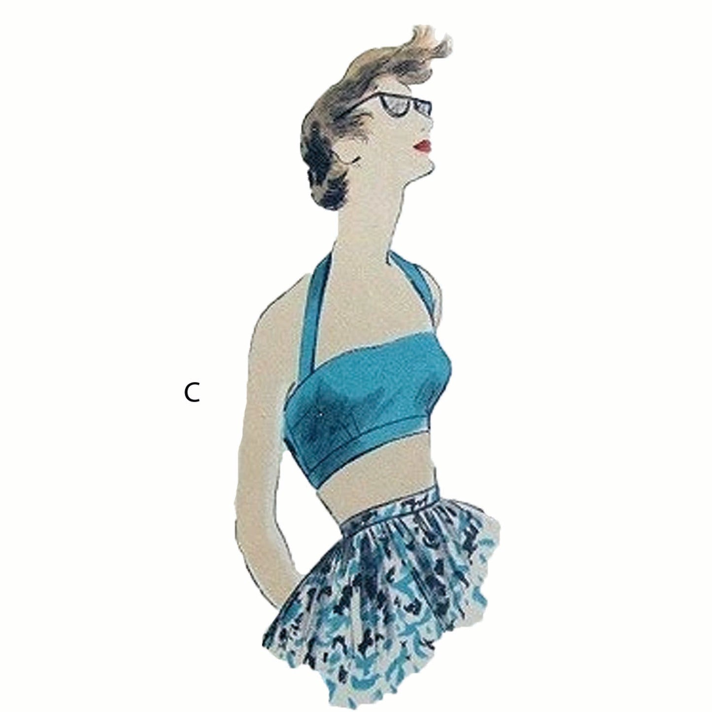 Models wearing halter neck and crop tops made using Vogue 7385 Sewing Pattern
