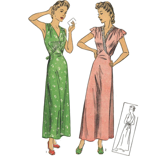 Vintage 1940s Pattern, Women's Elegant Nightgown, Robe PDF Digital Download - Vintage Sewing Pattern Company