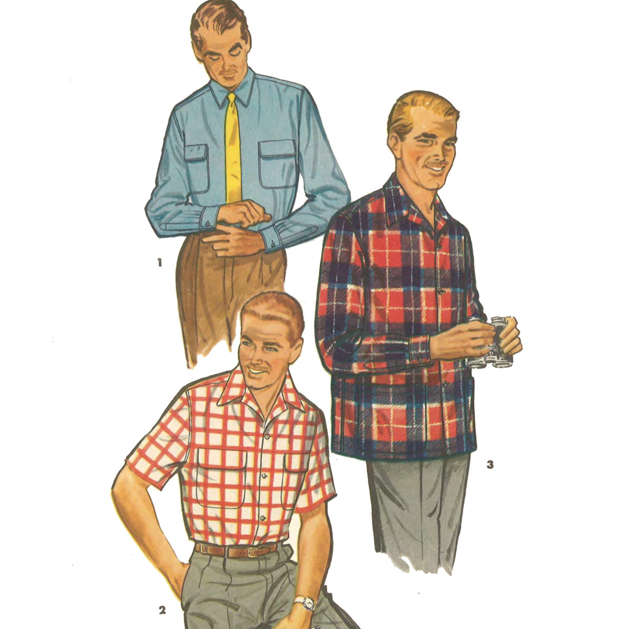 1950's Pattern Men's Comfortable Sports Shirt - Chest 46-48