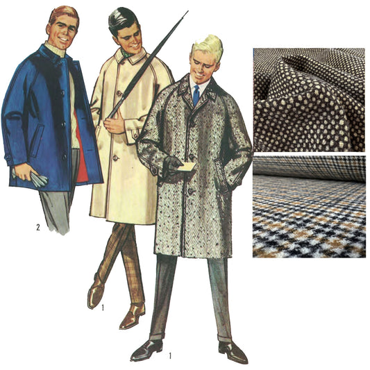 PDF - Vintage 1960s Sewing Pattern, Men's Mod Coat Overcoat -- Multi-sizes - Instantly Print at Home