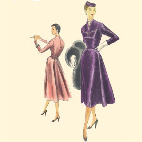 1950s Sewing Pattern, Women's Dress, One Piece - bust 34” (86cm