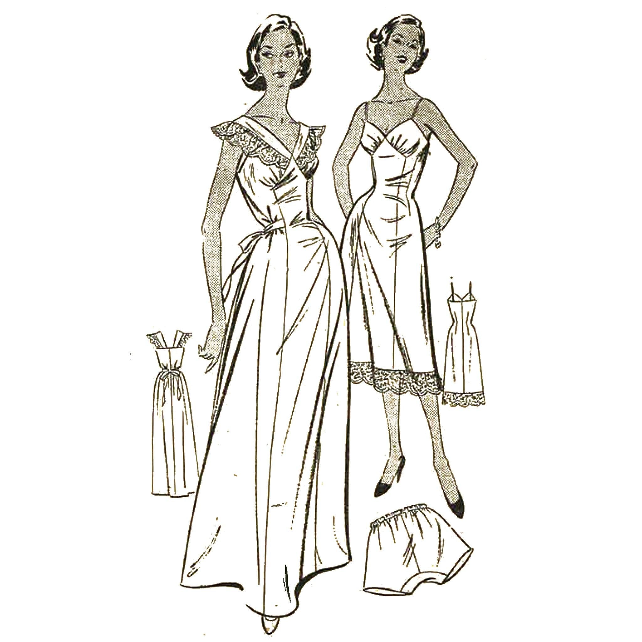 Cartamodello anni '50: lingerie, camicia da notte, sottoveste e mutand –  Vintage Sewing Pattern Company