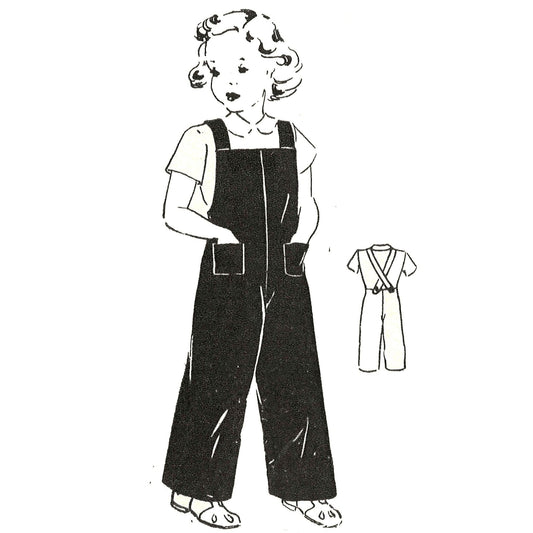 Vintage 1940s Pattern, Childs Dungarees, Overalls Straps