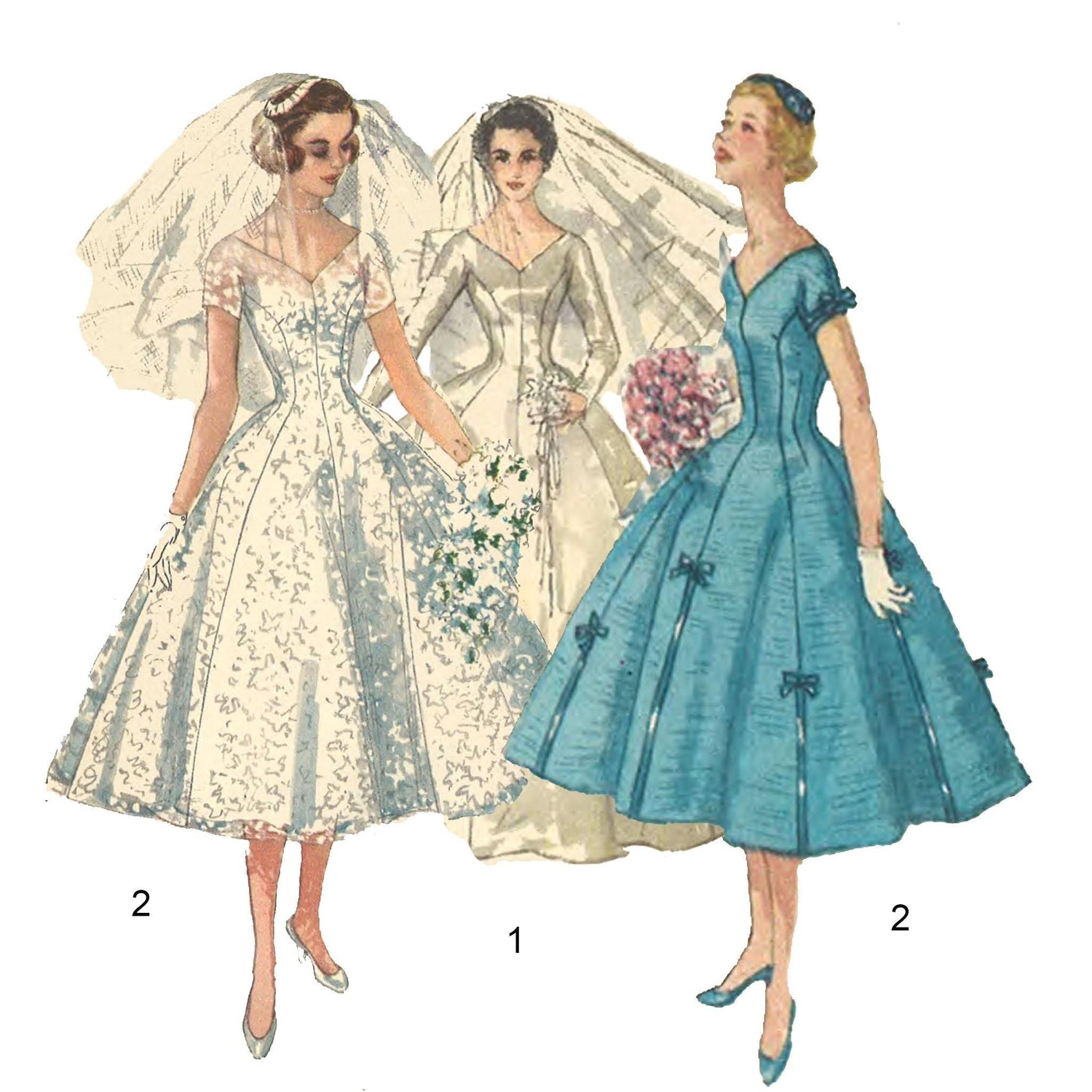 Women's Grace Kelly Wedding Gown, Dress, Vintage 1950s Sewing Pattern ...
