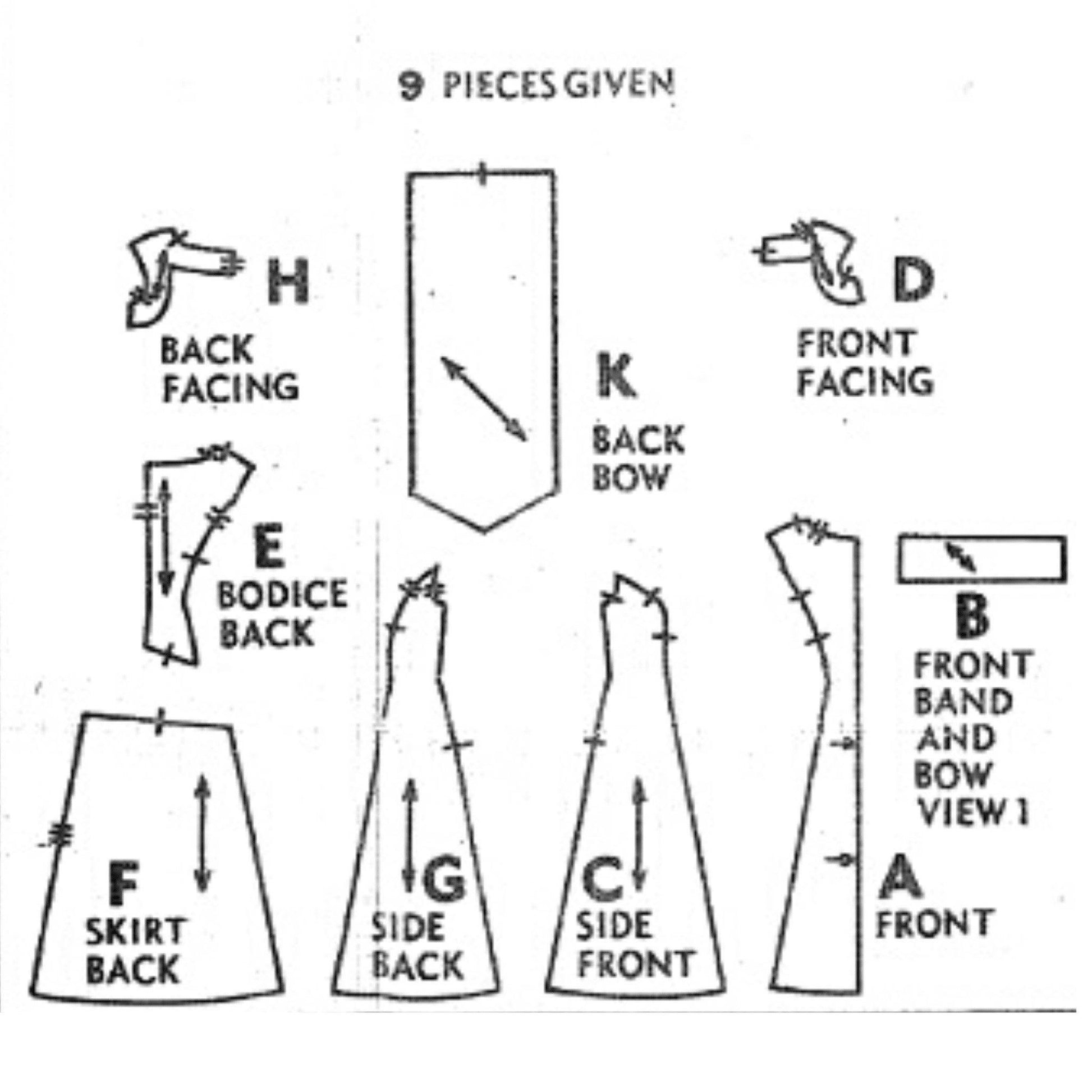 Pattern pieces to make dress