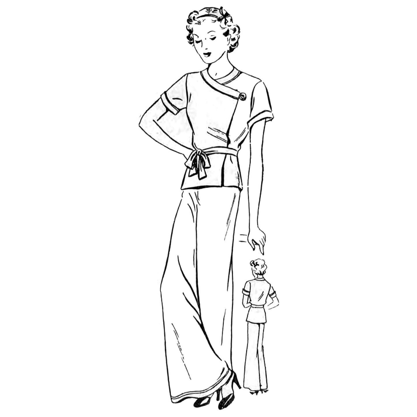 PDF - 1930s Pattern, Women's Pyjamas, Beachwear, Wide Leg Pants & Top - Instantly Print at Home - Vintage Sewing Pattern Company