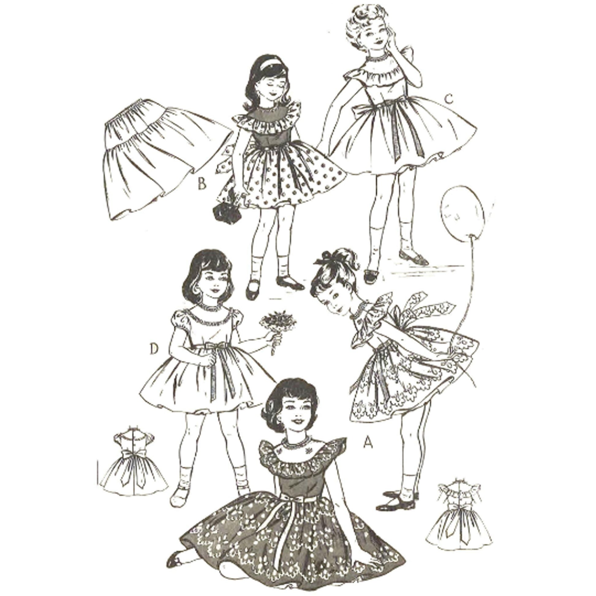 Vintage 1950s Pattern, Child's Frilly Party Dress Vintage 1950s Pattern, Child's Frilly Party Dress