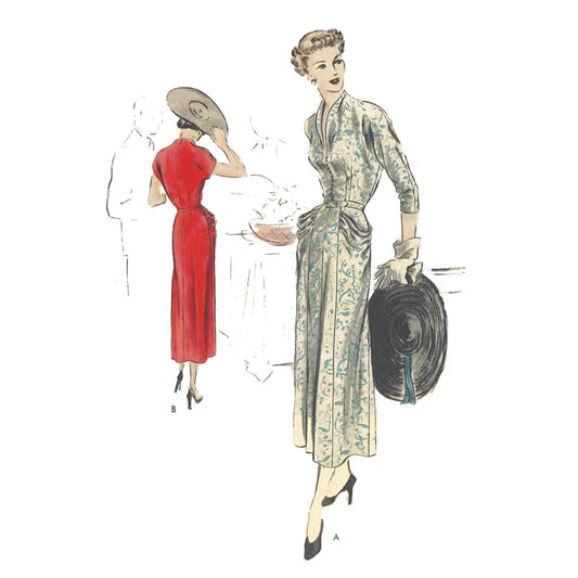 Women wearing 1940s dress made from Vogue 4963 sewing pattern