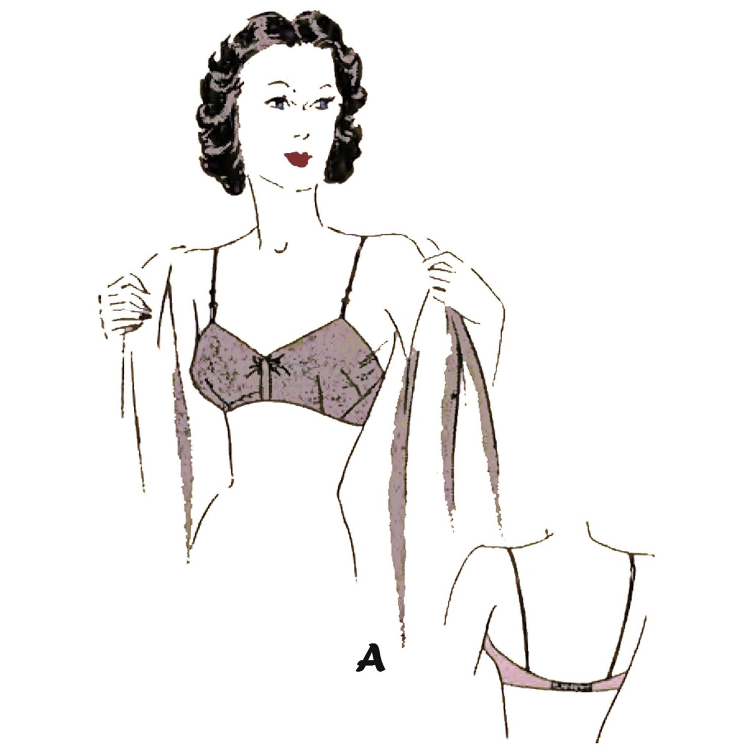1950s Bra in 2 sizes Bust 36 and 38 ins. Paper Sewing Pattern