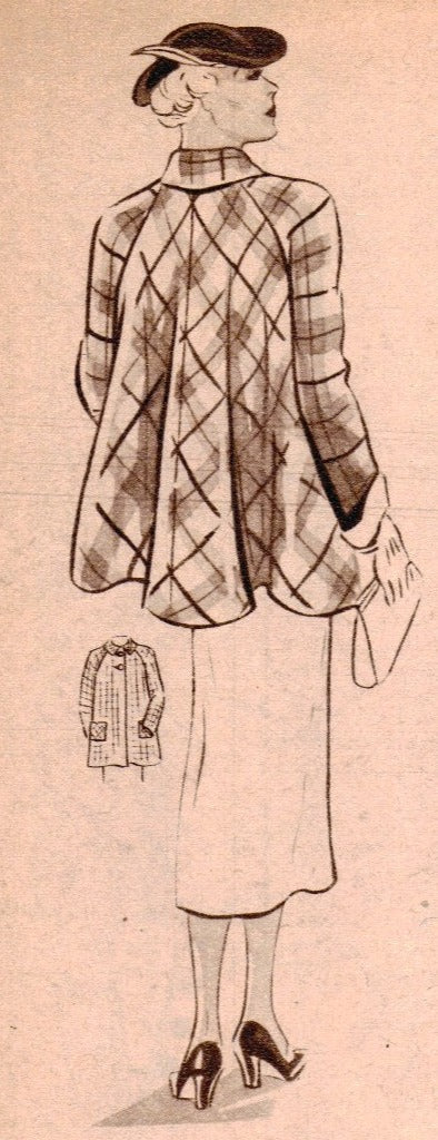  Patron de couture des années 1930, manteau à dos évasé & robe d'été - Buste : 36" (91,5 cm)