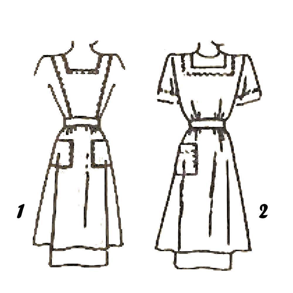 Line drawings of aprons
