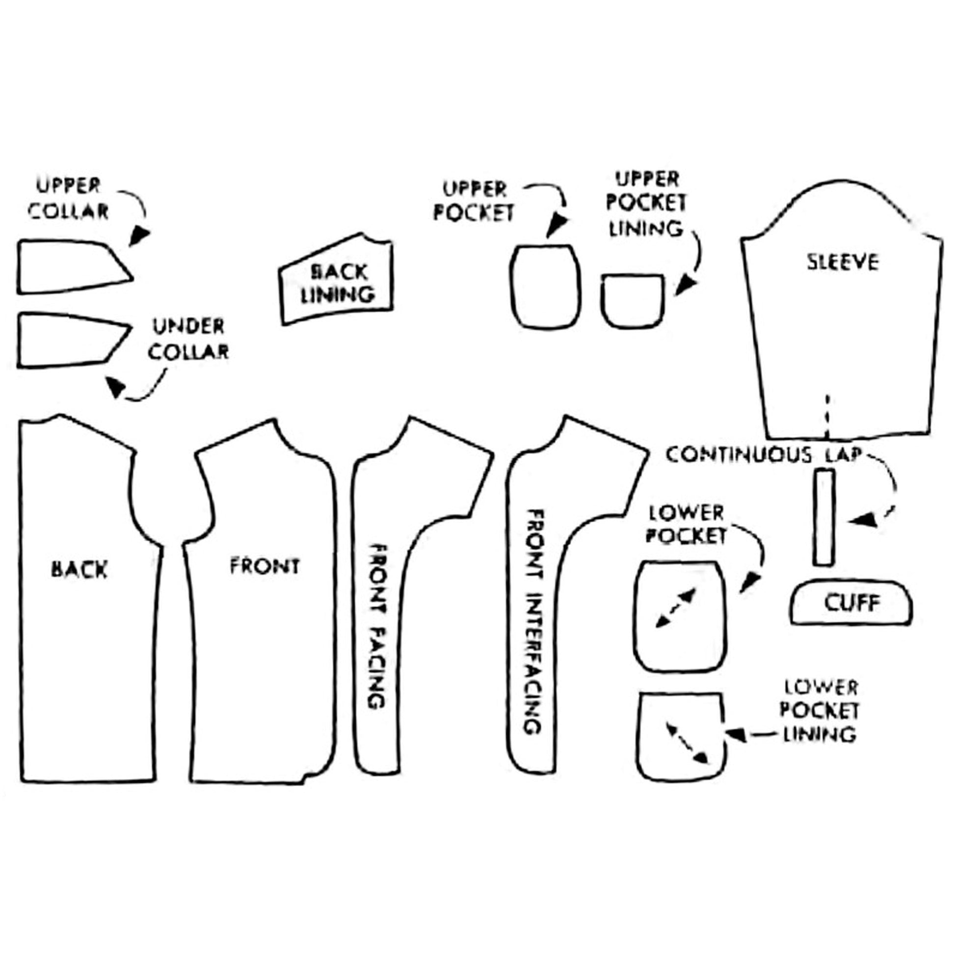 Pattern pieces to make jacket