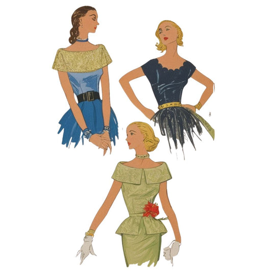 PDF - 1950s Sewing Pattern: Stunning Party Blouse, Tops - Bust 32" (81.3cm) - Instantly Print at Home