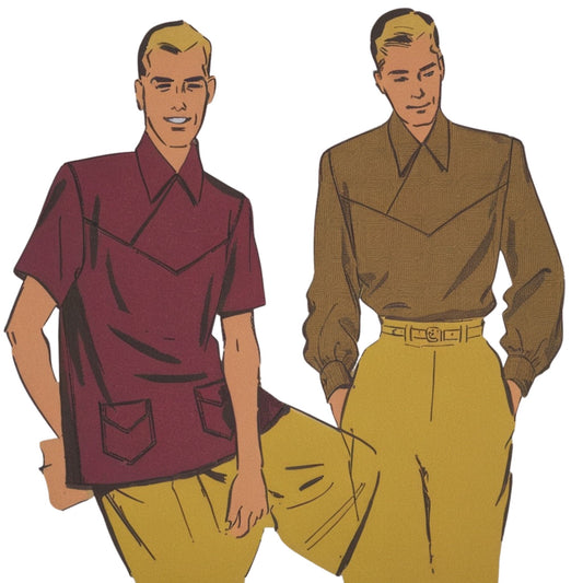 Illustration of two men wearing vintage-style clothing on a white background