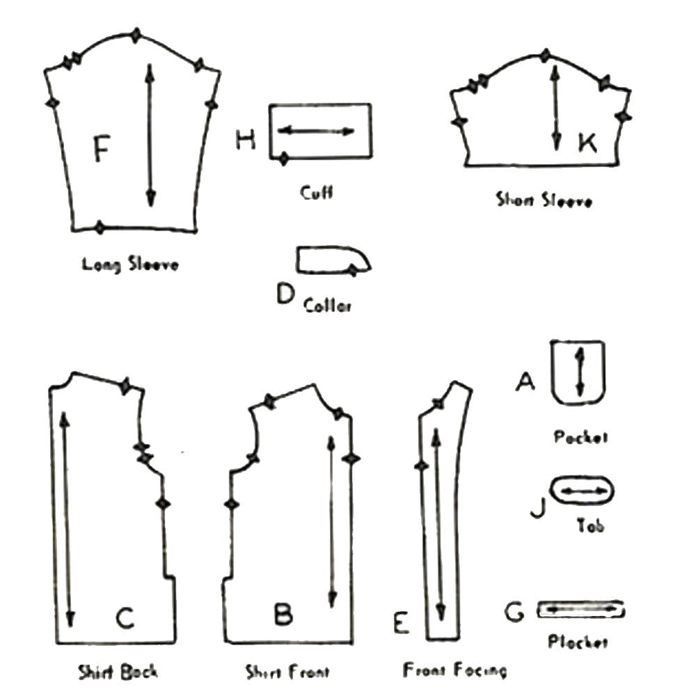 Pattern pieces to make shirts.