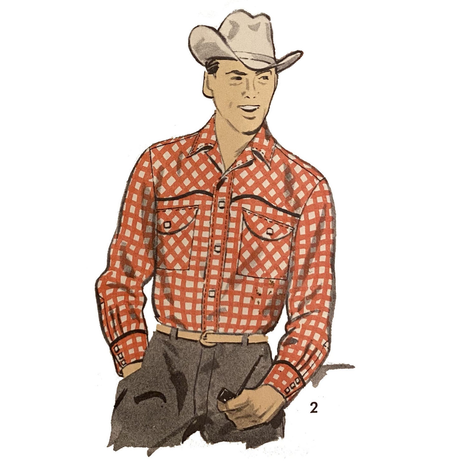 Man wearing Western style shirt.