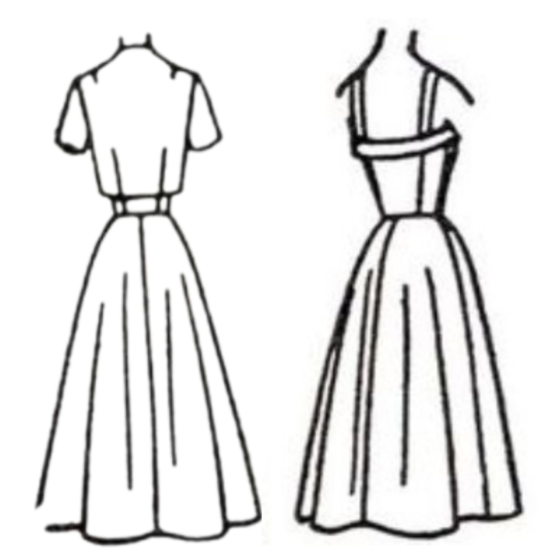 Line drawing of dress pattern