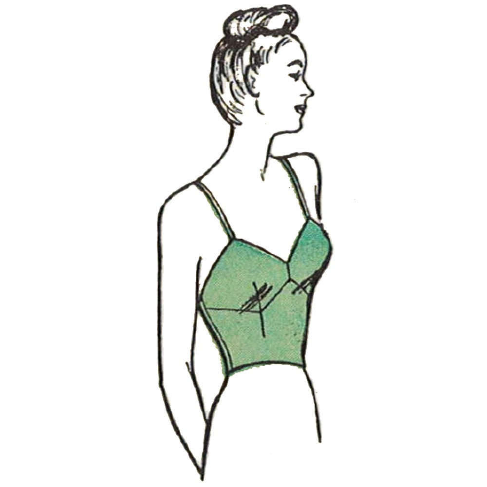 woman wearing vintage 1940s lingerie made from Butterick 3835 pattern.