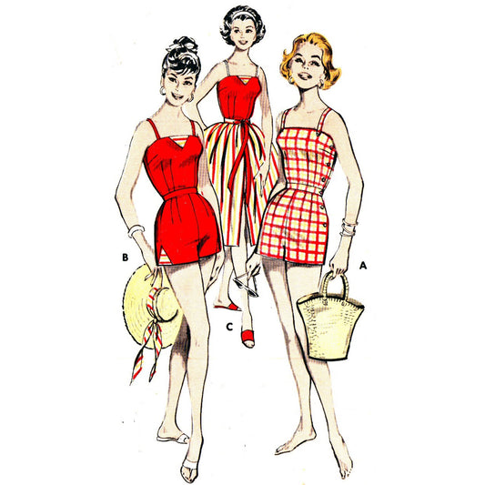 Vintage Sewing Pattern 1940s 40s Vintage Vogue Sewing Pattern Bikini Bra  Shorts Beach Swim Bathing Suit Waist 26 W26 Bust 32 B32 Repro 