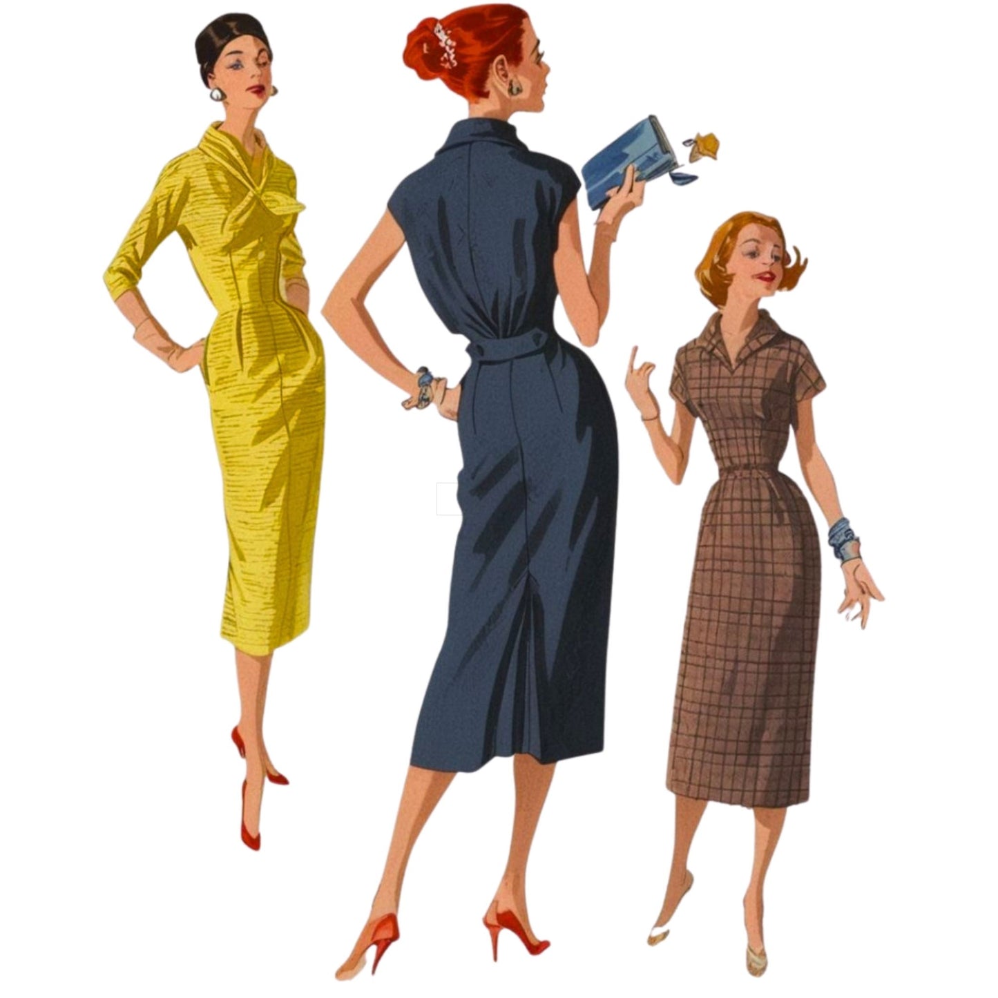 PDF - 1950's Sewing Pattern: Dress With Blouson Back - Bust 36" (91.4cm) - Download