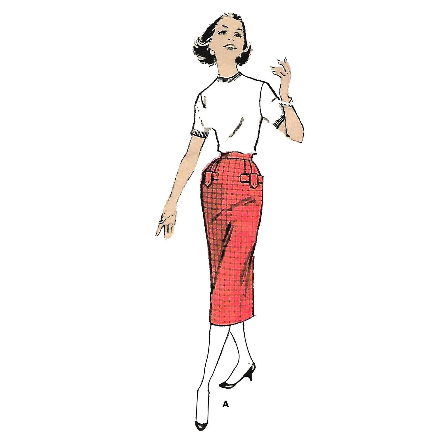 Model wearing 1950s skirt made from Butterick 8376 pattern