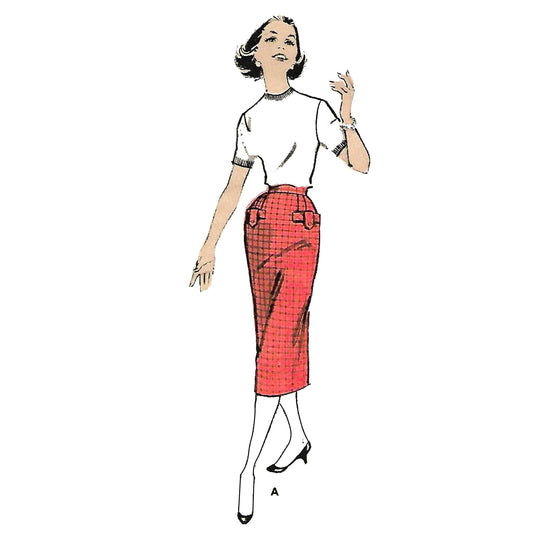 Model wearing 1950s skirt made from Butterick 8376 pattern