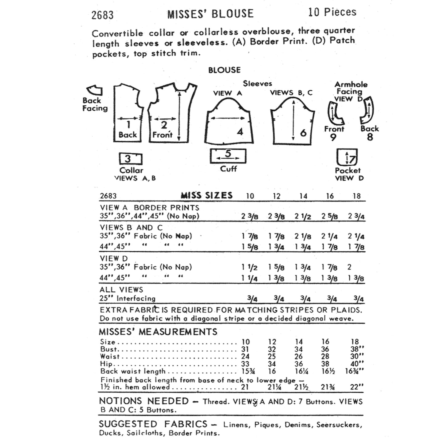 back cover of a pattern