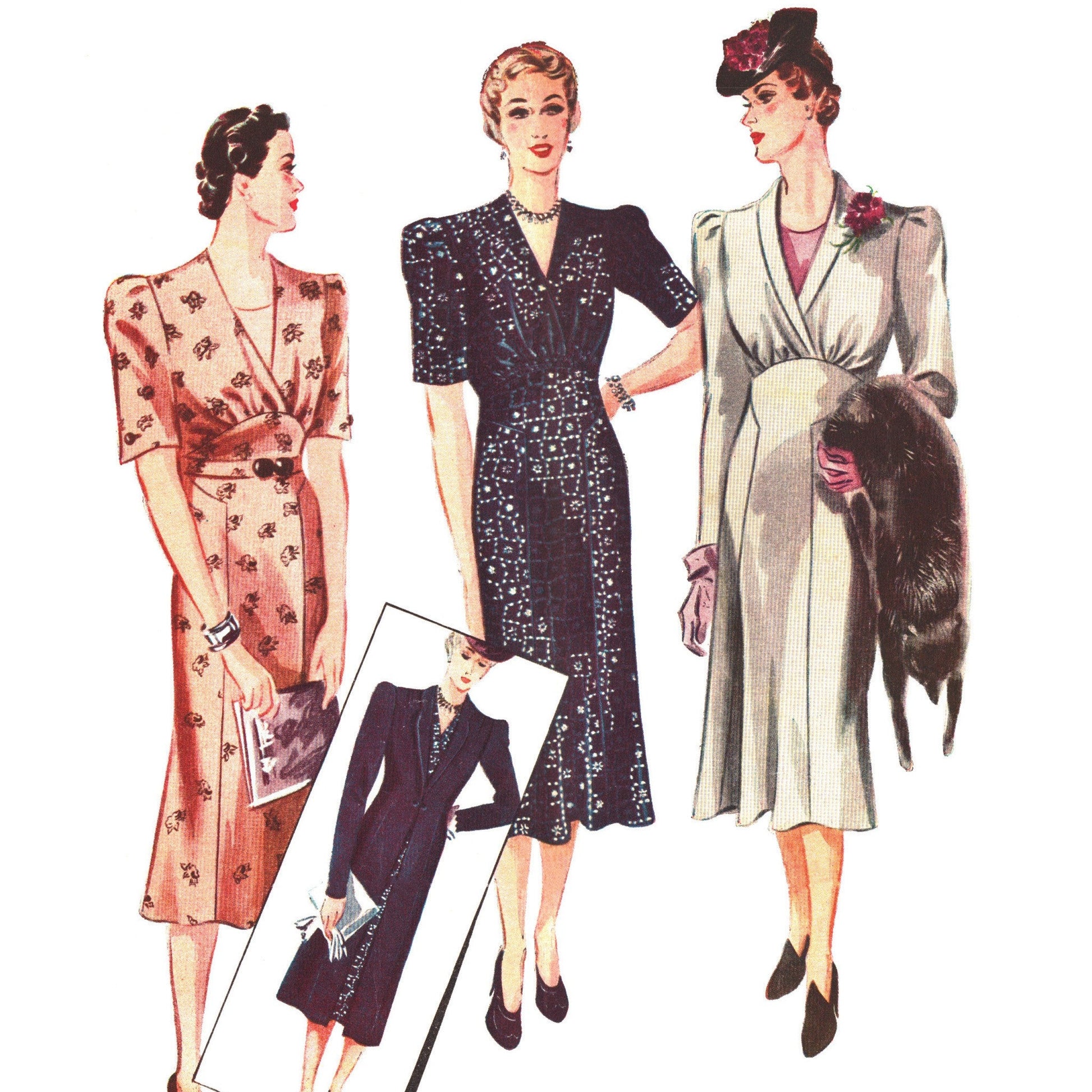 PDF - 1930s Sewing Pattern, 3-Way Dress - Bust: 40 (101cm) - Download Vintage Sewing Pattern Company PDF - 1930s Sewing Pattern, 3-Way Dress - Bust: 40 (101cm) - Download Vintage Sewing Pattern Company