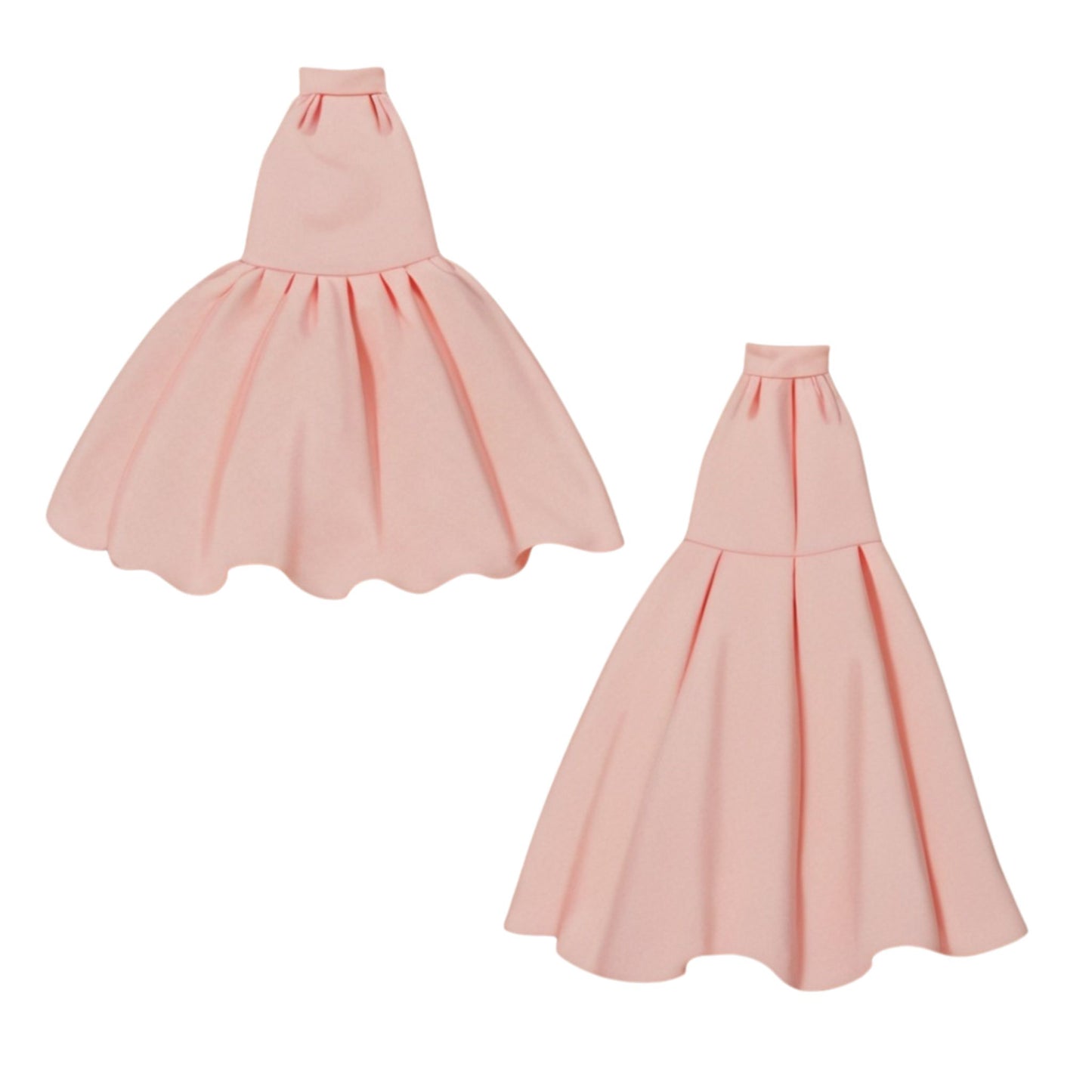 Two pink lingerie skirts on a white background