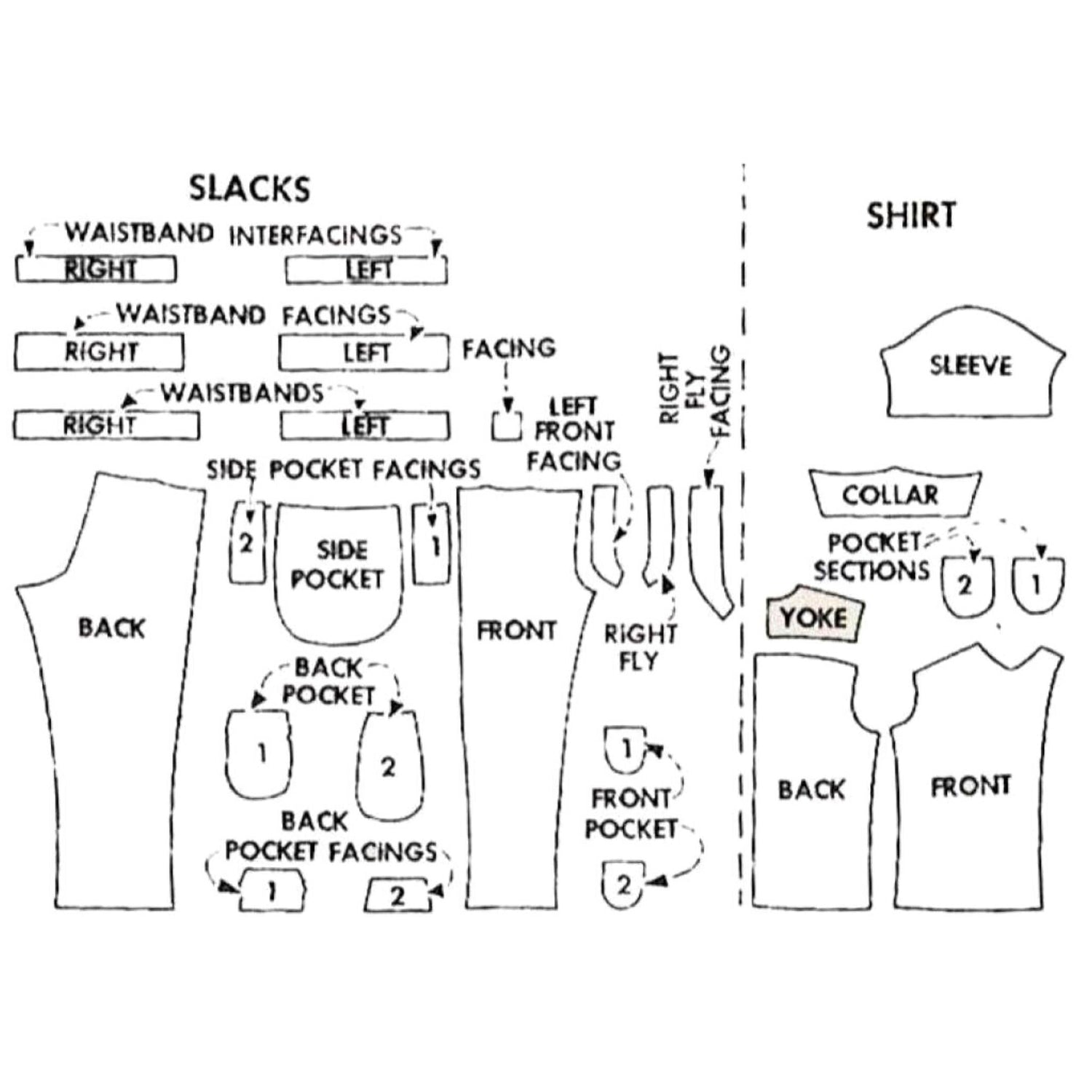 1950s Pattern, Men's Slacks, Pants, Trousers & Shirt - Chest 38” (96.5 ...