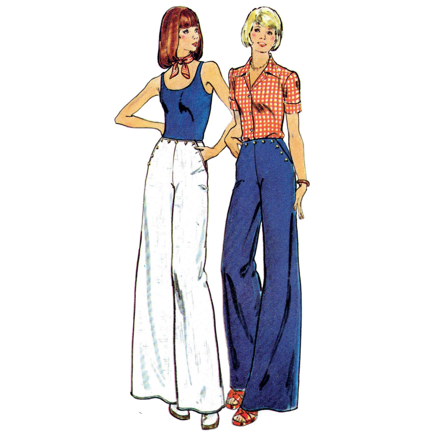 Model wearing pants made from Butterick 3752 pattern